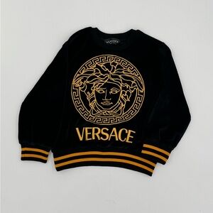 Kids Versace Medusa Elegant Black Velour Sweater